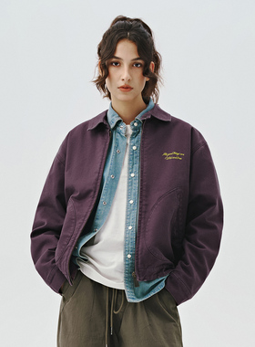 714street美式复古工装外套男女2024秋冬新款破坏水洗底特律夹克