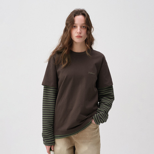 T恤男2025毛巾料体恤衫 重磅300g纯棉假两件长袖 新款 714street春季