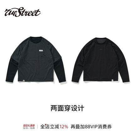 [两面穿]714street潮牌秋季重磅破洞长袖T恤男2024新款宽松上衣