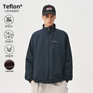 714street山系户外防水立领夹克男女秋冬防风登山服宽松加绒外套