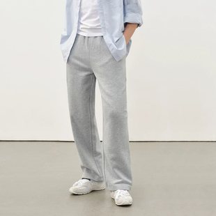 子 潮牌简约直筒裤 714street日系休闲加绒灰色卫裤 男2025秋冬新款
