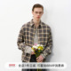 男2026春宽松褶皱泡泡纱衬衣 衬衫 714street美式 复古渐变格纹长袖
