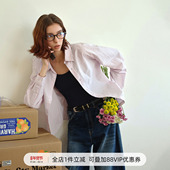 714street微皱肌理感长袖 宽松多巴胺情侣衬衣 新款 衬衫 男2026春季