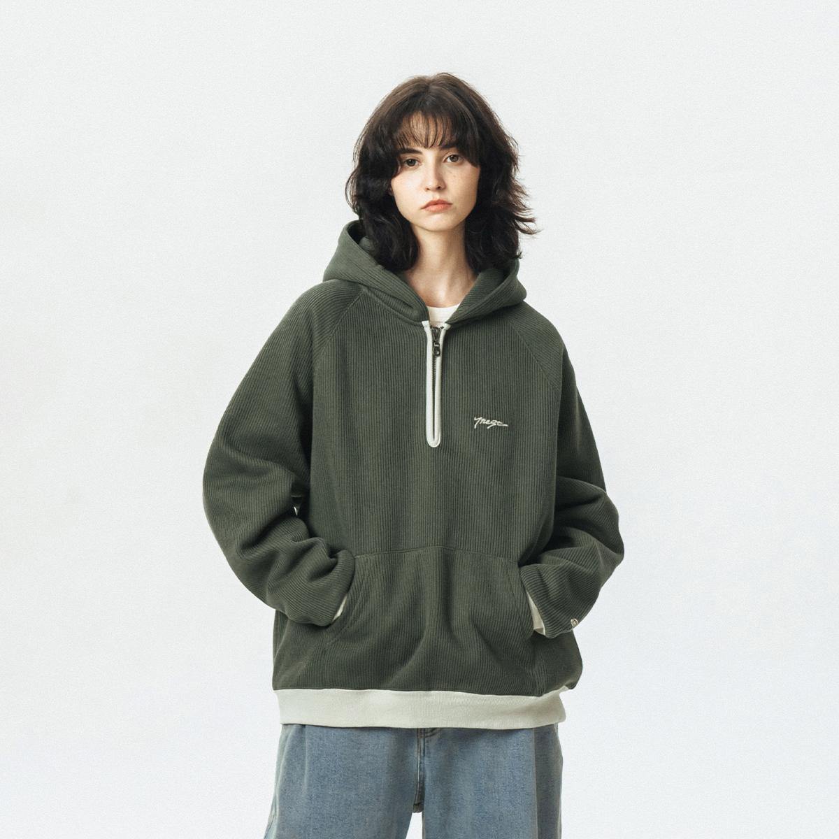 半开领714street卫衣连帽