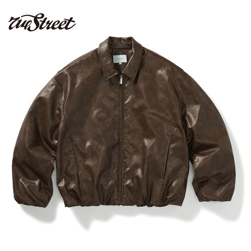 714street廓型皮衣棉服