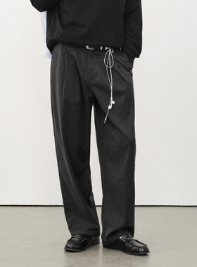 714street双褶直筒西裤男2025秋冬新款高级垂坠感长裤百搭休闲裤