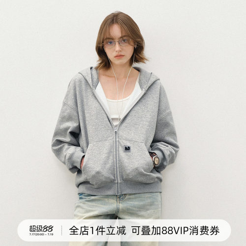 714street基础短廓连帽开衫卫衣