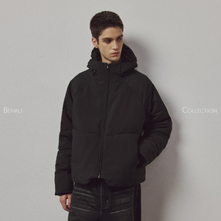 714street高端线BEHALF 3M热反射银膜软壳连帽棉服 极简线条分割