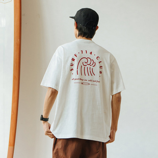 体桖衫 714street短袖 克莱因蓝色青少年上衣潮牌半袖 美式 t恤男夏季