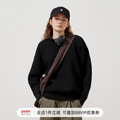 714street抗皱华夫格纹理长袖 毛衣2025秋冬国潮廓形情侣针织衫 男