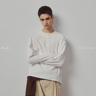 双层叠穿亨利领长袖 华夫格贝壳扣 SORONA 714street高端线BEHALF