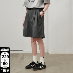 高級感垂感2025新款 714street夏季 褲 休閑短褲 重磅雙褶寬松西裝 男