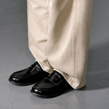 714street英伦风复古麂皮软底乐福鞋秋季新款舒适增高真皮小皮鞋