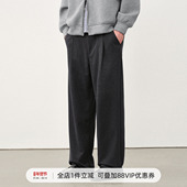 休闲西裤 垂坠感高级感秋季 打褶卫裤 714street松紧腰毛呢男士 长裤