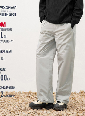 714street新雪丽3M暖绒防泼水棉裤2025冬季宽松直筒裤休闲裤男