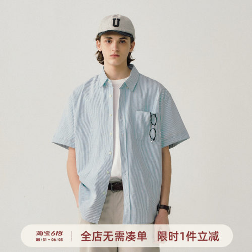 714street复古牛津纺条纹衬衫