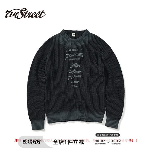 714street渐变文字图案毛衣