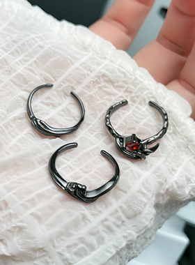 小众暗黑风乌鸦荆棘个性开口戒指女高级感甜酷辣妹时尚朋克食指戒