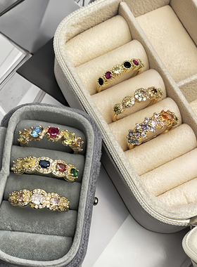 新款彩钻微镶甜酷开口戒指女ins冷淡风轻奢高级感气质小众食指戒