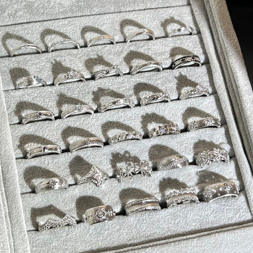 极简酷飒个性复古拉丝细圈叠戴开口戒指女中性风金属感百搭指环潮