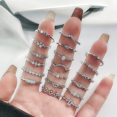 戒指女小众设计感个性 简约细圈锆石开口戒冷淡风气质叠戴食指戒潮