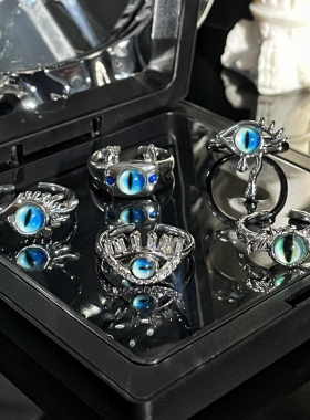 恶魔之眼开口戒指女猫瞳小众轻奢高级感个性冷淡风食指戒独特指环