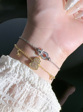 温柔氛围感粉钻葫芦手链女国潮风甜酷气质轻奢高级感马蹄扣手饰潮