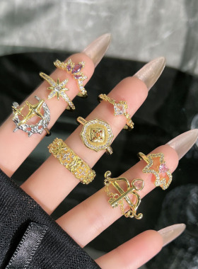 星芒不羁复古时尚爱心之箭轻奢浮雕玫瑰戒指女精致高级感甜酷指环