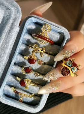 福运招财2026红色葫芦醒狮复古新年戒指女土星新中式气质百搭指环