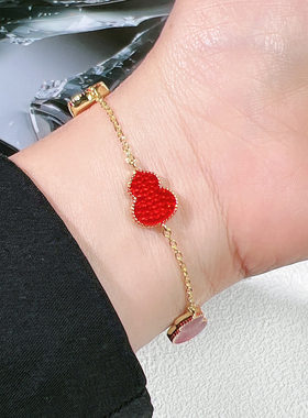 爆款老钱风精致红色滴釉葫芦手链女精致新款轻奢高级感甜酷手饰潮
