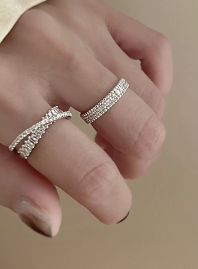 法式精致高级感交叉锆石戒指轻奢小众设计气质简约无名指开口指环