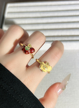 小红书爆款2026本命年生肖马珐琅开口戒指女复古轻奢精致甜酷指环