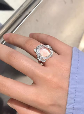 轻奢小众复古镶嵌开口戒指女锡箔ins冷淡风质感个性时尚气质指环