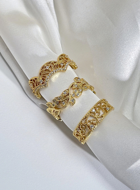 新款复古蕾丝镂空线条时尚开口戒指女ins小众气质甜酷高级感指环