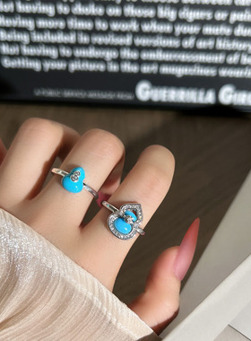 新中式小清新绿松珐琅葫芦开口戒指女简约设计感气质个性时尚指环