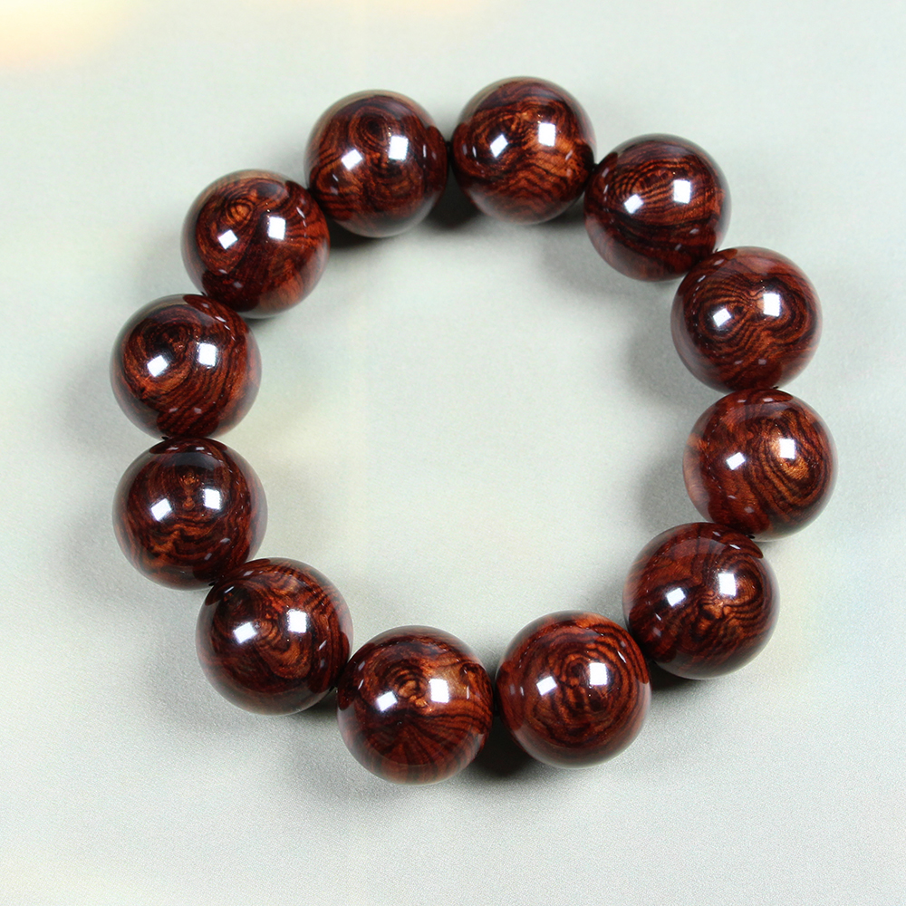 正宗海南黄花梨蜘蛛纹佛珠手串