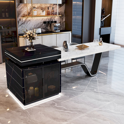 福居坊龙抬头岩板岛台餐桌一体