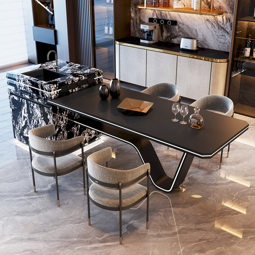 福居坊岩板岛台餐桌水槽一体定制