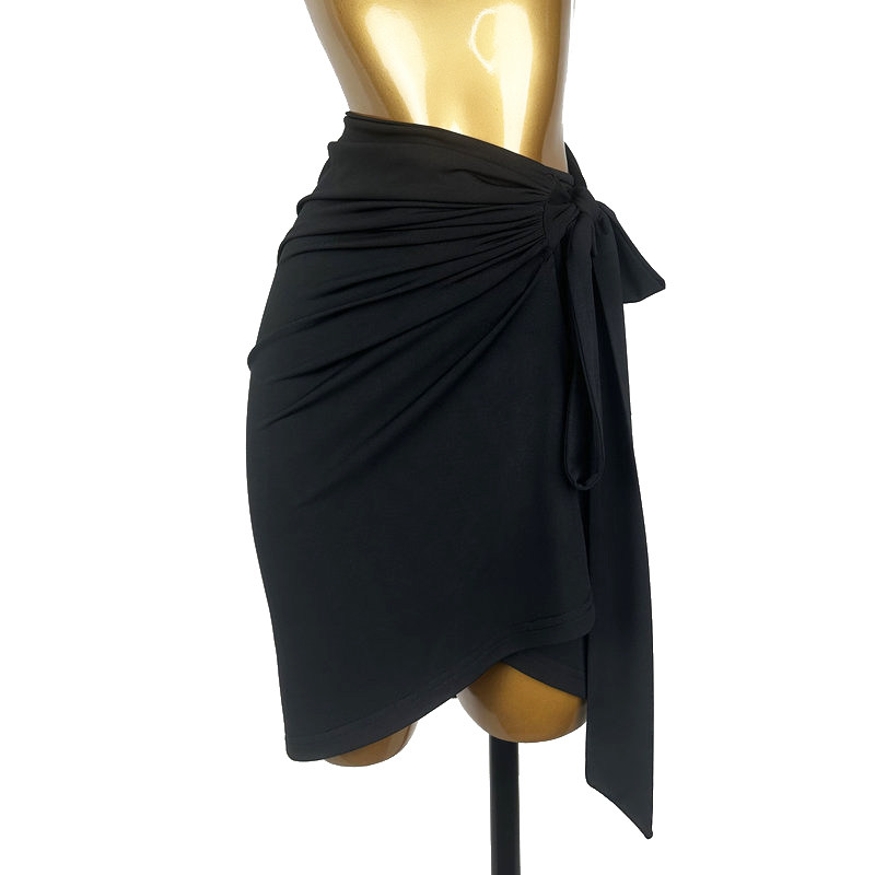 拉丁臀巾一片式系带半身裙女成人舞蹈训练功服褶皱围裙三角巾屁帘