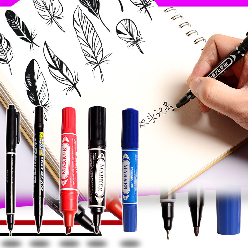 유성 초극세 펜 학생 후크 펜|소형 양면 마커|디스크 펜 어린이 검정 아트 페인팅 스트로크