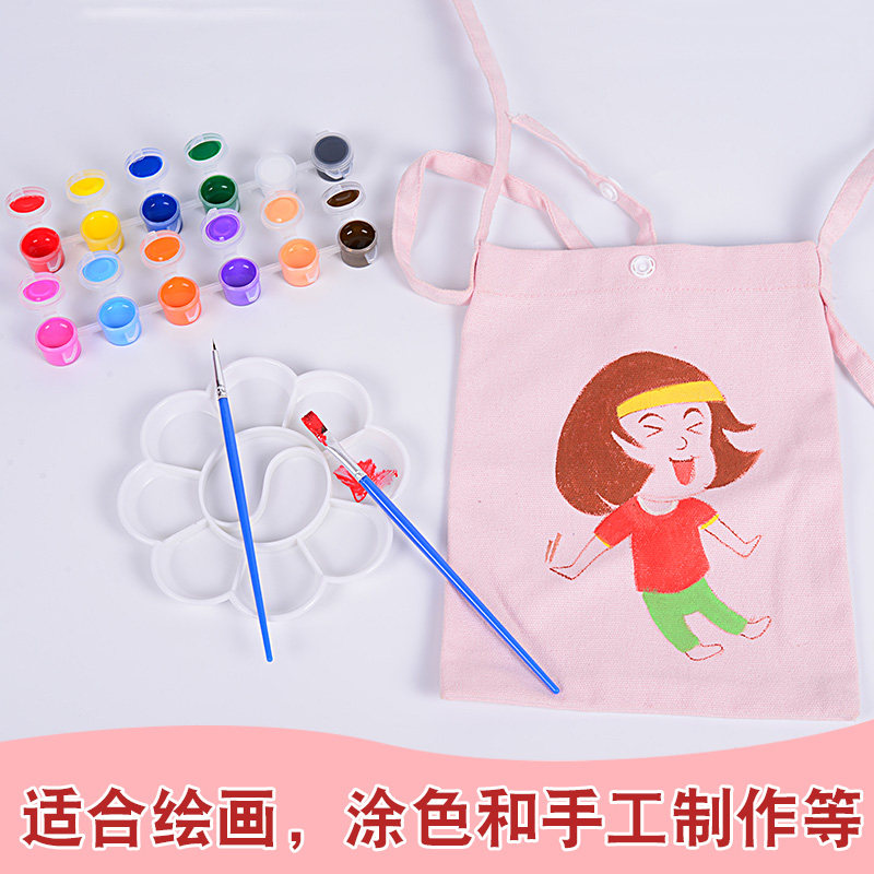 联体丙烯颜料12色石膏娃娃彩绘画画手工幼儿园DIY石头画儿童涂色