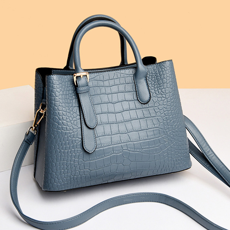 牛皮鳄鱼纹女包2025新款手提包斜挎单肩包妈妈包中年欧美时尚真皮