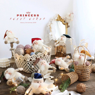 新品帽子圣诞老人羊毛毡摆件圣诞树公仔配饰日韩风创意diy材料