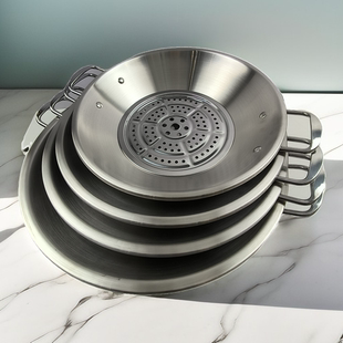 不锈钢大盆菜专用盆酒店双耳盆菜锅配盖配底片商用火锅盆大盆菜盘