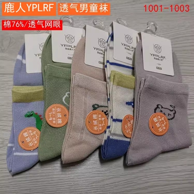 男童透气网眼卡通中筒袜