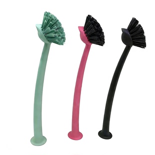 林妮格洗盘刷带吸盘洗锅刷厨房长柄不掉毛橡胶刷清洁不沾油锅碟刷