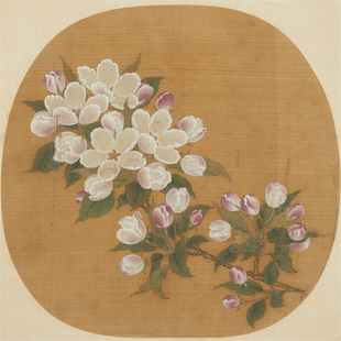 《写生海棠图》临摹课材料包彩图线稿小块绢画框颜料购买画材送课