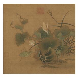 《螽斯绵瓞图》材料包：彩稿、线稿、画框、绢、颜料、胶、砚台