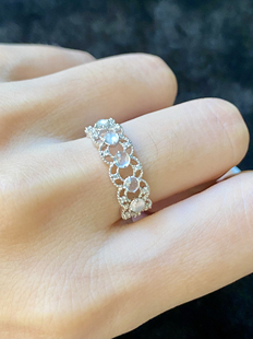 玉萌色天然翡翠戒指女款18k玻璃钢蛋蕾丝花边戒指时尚婚戒指环