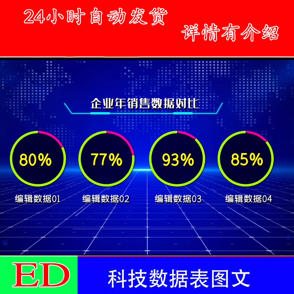 企业统计科技数据表图图饼状图百分比增加对比ED模板EDIUS